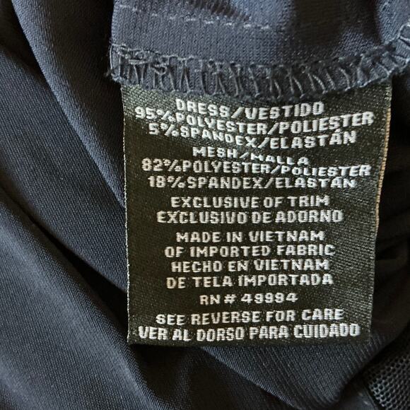 Long Sleeve Beaded Sheath Cocktail Dress Blue Size 18W R&M Richards V-Neck - Picture 8 of 11